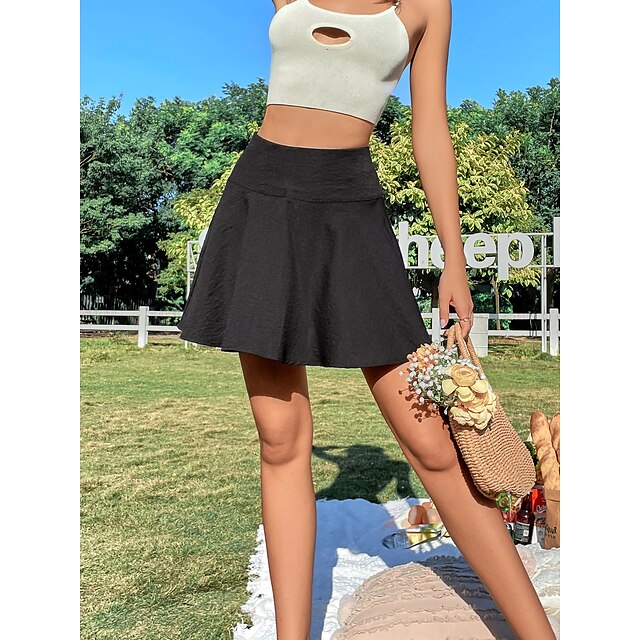 

Women's Retro Vintage Basic Skirts Daily Date Solid Colored Black S M L