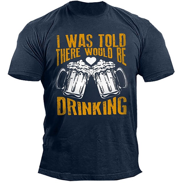 

Men's T shirt 3D Print Graphic Beer Letter Crew Neck Casual Daily Print Short Sleeve Tops Fashion Classic Comfortable Big and Tall Green Blue Black