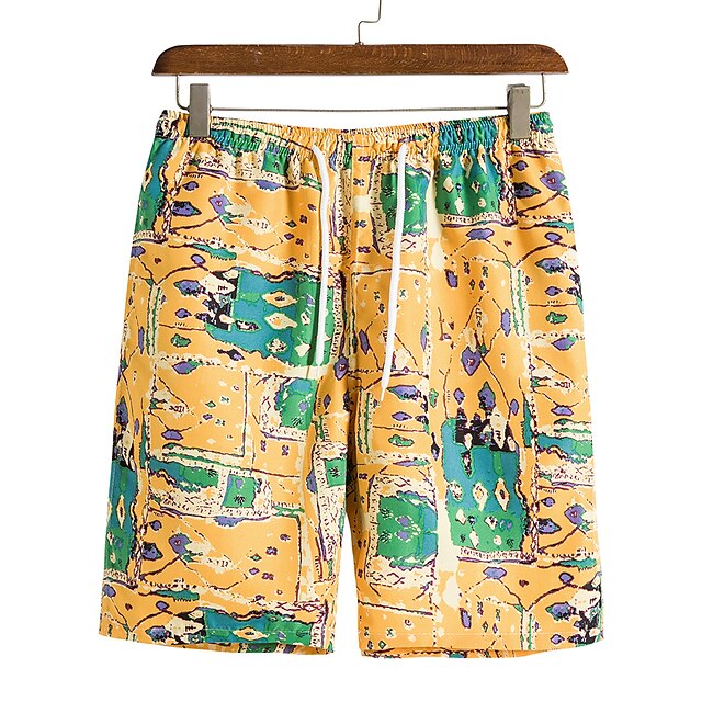 

Men's Shorts Chino Shorts Pocket Print Knee Length Pants Casual Holiday Inelastic Graphic Prints Lightweight Outdoor Mid Waist Slim Red Yellow S M L XL XXL / Summer