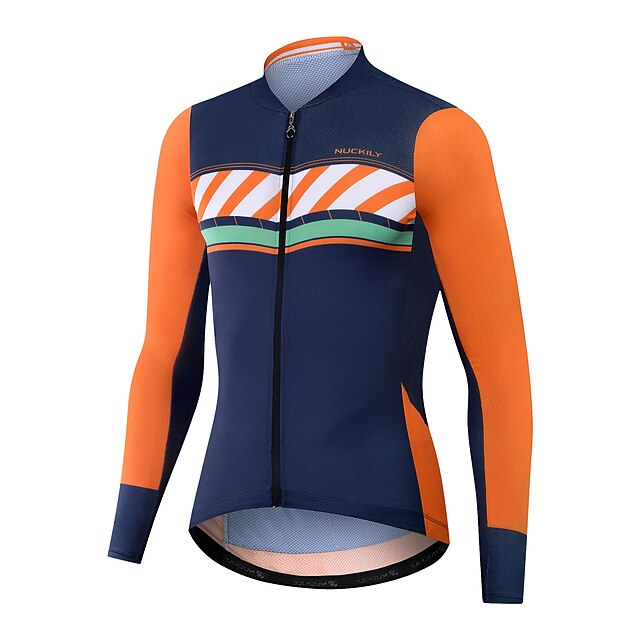 

Nuckily Women's Long Sleeve Cycling Jersey Spandex Orange Stripes Bike Top Mountain Bike MTB Road Bike Cycling Quick Dry Moisture Wicking Sports Clothing Apparel / Stretchy / Athleisure