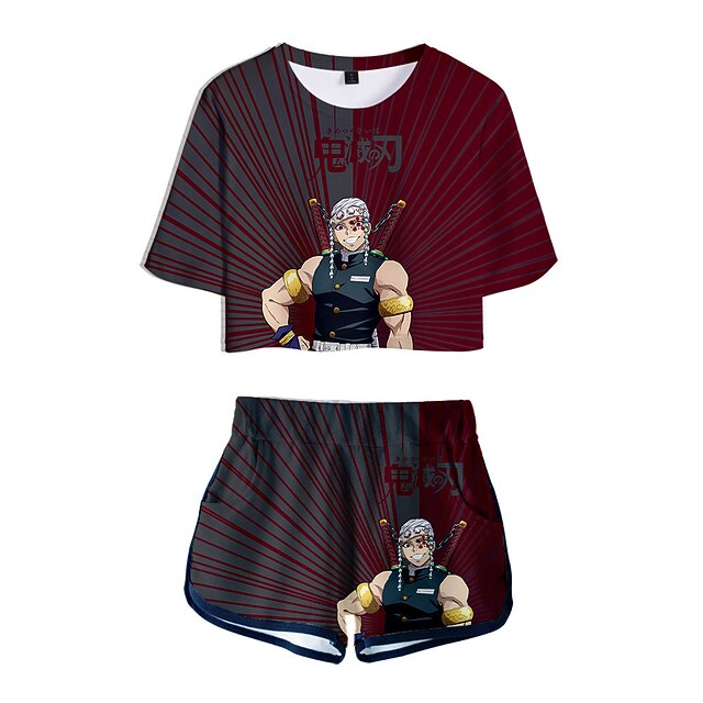 

Inspired by Demon Slayer: Kimetsu no Yaiba Tengen Uzui Crop Top Cartoon 100% Polyester Anime Harajuku Graphic Shorts For Women's