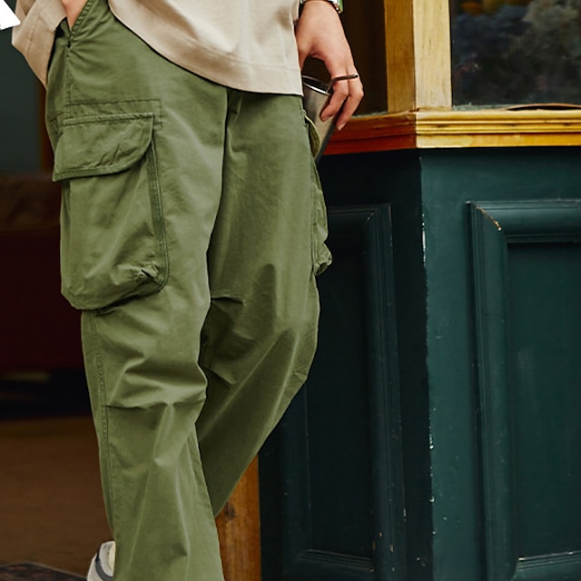 

Men's Fashion Casual / Sporty Chinos Track Pants Pocket Elastic Waist Ankle-Length Pants Casual Daily Micro-elastic Solid Color Breathable Outdoor Mid Waist ArmyGreen Black Khaki S M L XL