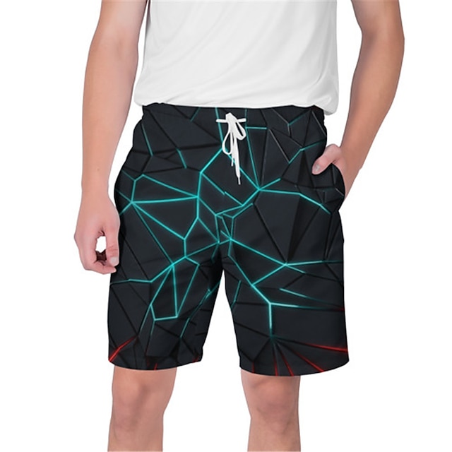 

Men's Streetwear Hawaiian Shorts Beach Shorts 3D Print Elastic Drawstring Design Short Pants Casual Daily Graphic Abstract Breathable Soft Mid Waist Green Blue White Rainbow S M L XL XXL