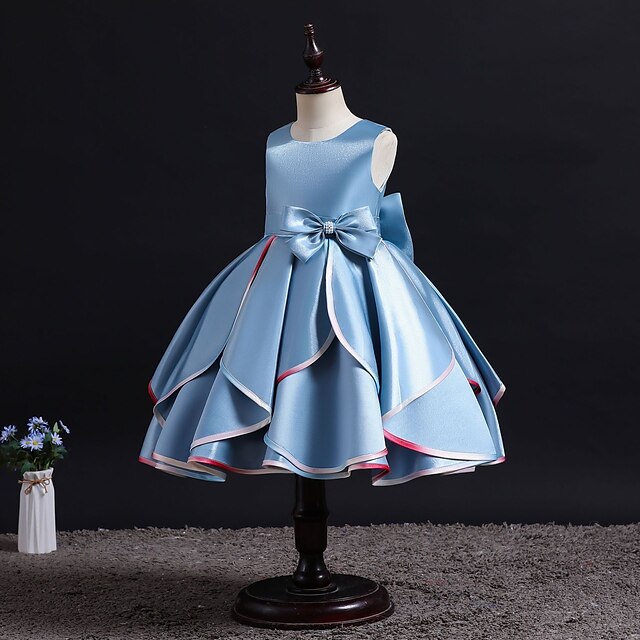 

Kids Little Girls' Dress Solid Colored A Line Dress Christening dress Bow Pink Dusty Rose Red Midi Sleeveless Princess Sweet Dresses Summer Regular Fit 3-10 Years