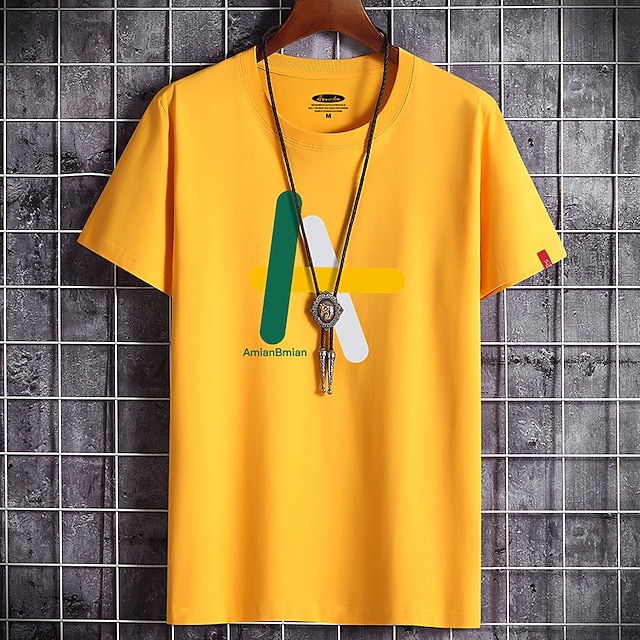 

Men's T shirt Print Graphic Letter Round Neck Casual Daily Short Sleeve Tops Lightweight Formal Breathable White Black Dark Gray
