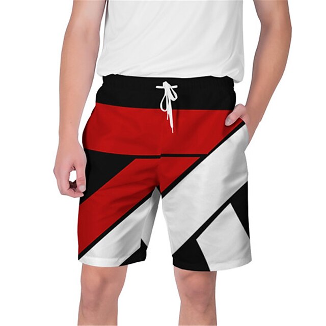 

Men's Streetwear Hawaiian Shorts Beach Shorts 3D Print Elastic Drawstring Design Short Pants Casual Daily Graphic Color Block Breathable Soft Mid Waist Black Gray Pink Black-Red S M L XL XXL