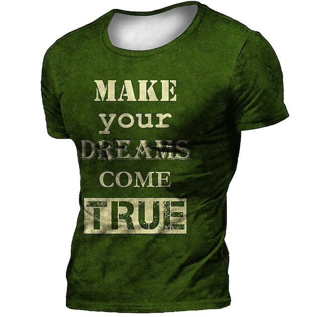 

Men's Unisex T shirt 3D Print Graphic Prints Letter Crew Neck Street Daily Print Short Sleeve Tops Casual Retro Designer Big and Tall Green Light Green