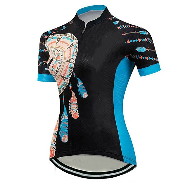 

21Grams Women's Short Sleeve Cycling Jersey Summer Spandex Black Feather Bike Top Mountain Bike MTB Road Bike Cycling Quick Dry Moisture Wicking Sports Clothing Apparel / Athleisure