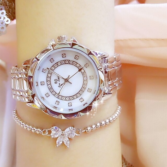 

SK Quartz Watch for Women Analog Quartz Stylish Glitter Luxury Sparkle Fashion Diamond Stainless Steel Stainless Steel Creative