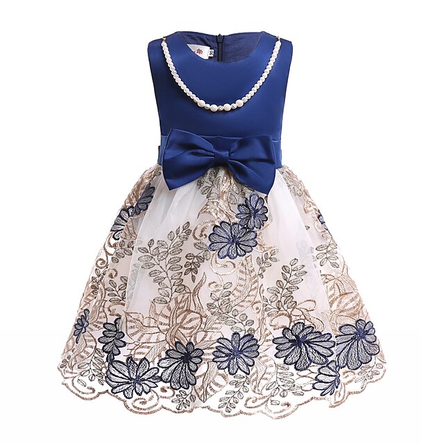 

Kids Little Girls' Dress Flower Tulle Dress Party Daily Bow Blue Knee-length Sleeveless Elegant Cute Dresses Children's Day Spring Summer Slim 3-10 Years
