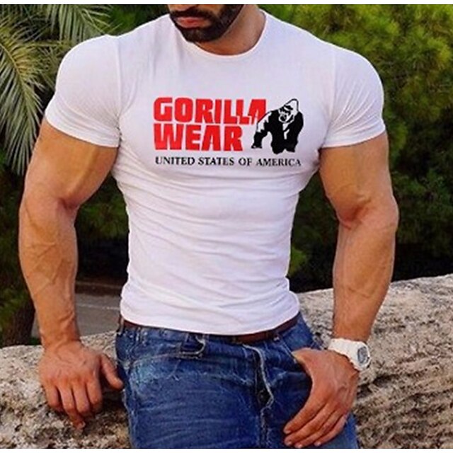 

Men's T shirt Letter Round Neck Casual Daily Short Sleeve Tops Lightweight Fashion Big and Tall Sports Wine Blue White