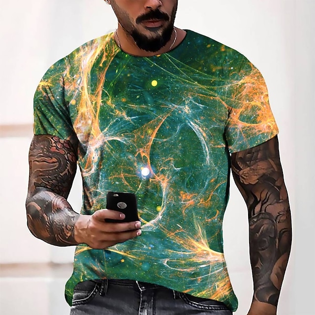

Men's Tee T shirt 3D Print Graphic Round Neck Casual Daily 3D Print Short Sleeve Tops Fashion Designer Cool Comfortable Green