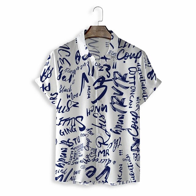 

Men's Shirt 3D Print Graphic Turndown Casual Daily 3D Print Short Sleeve Tops Casual Fashion Classic White