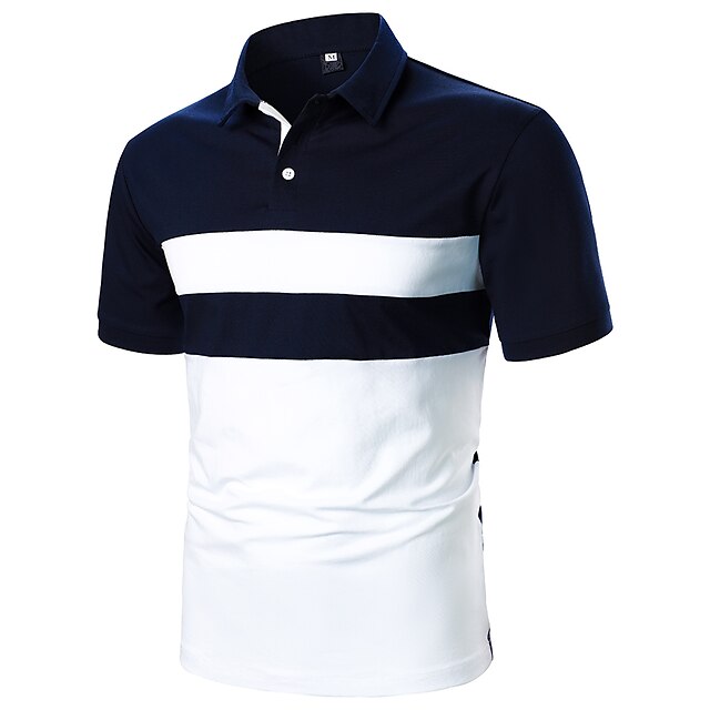 

Men's Golf Shirt Dress Shirt Casual Shirt T shirt Shirt Print Striped Holiday Geometry Classic Collar Casual Daily Color Block Button-Down Short Sleeve Tops Color Block Casual Fashion Classic Navy