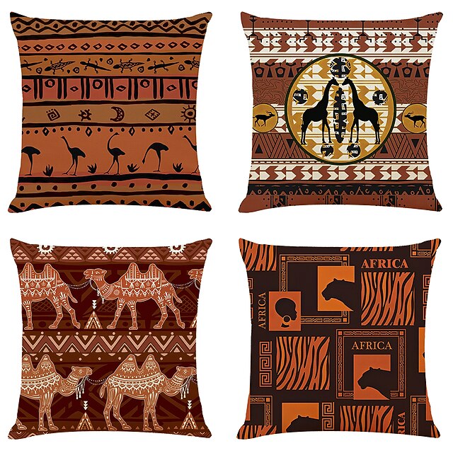 

Africa Animal Double Side Cushion Cover 4PC Soft Decorative Square Throw Pillow Cover Cushion Case Pillowcase for Bedroom Livingroom Superior Quality Machine Washable Indoor Cushion for Sofa Couch Bed Chair