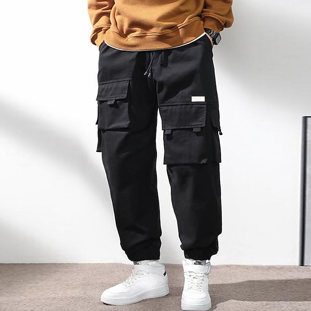 

Men's Chic Modern Casual Chinos Pants Solid Color Mid Waist Black S M L XL
