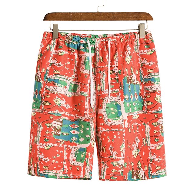 

Men's Casual Fashion Shorts Beach Shorts 3D Print Elastic Drawstring Design Short Pants Party Daily Geometric Graphic Prints Comfort Breathable Mid Waist Green Red Yellow M L XL XXL 3XL