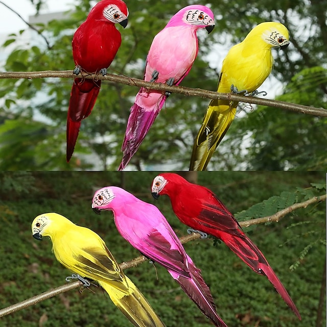  handgemaakte veer kunstmatige papegaai imitatie vogel model beeldje schuim vogels papegaai huis tuin decoratie ornament