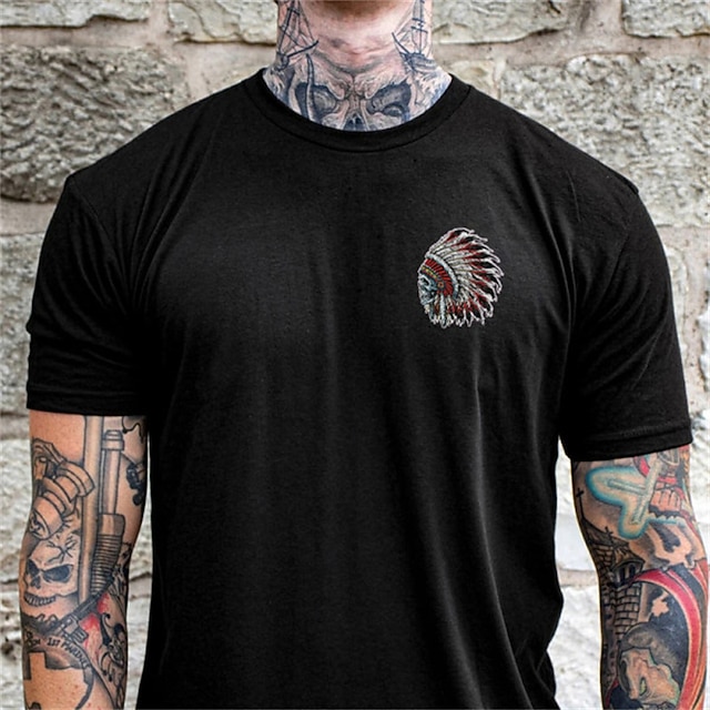 

Men's T shirt Skull Crew Neck Casual Daily Short Sleeve Tops Lightweight Fashion Big and Tall Sports Black
