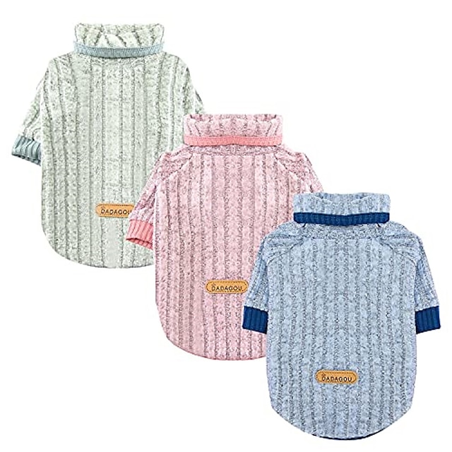 dzianina sweterek dla psa 3 paczki z golfem szczeniaki zimowe ubrania dla małych średnich psów dziewczynka chłopiec chihuahua zwykły piesek bluzy płaszcze strój kota odzież odzież (# 1, średnia)