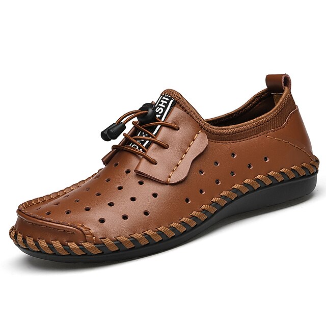 

Men's Oxfords Business Casual Daily Office Career Cowhide Booties / Ankle Boots Light Brown Black Brown Spring Summer