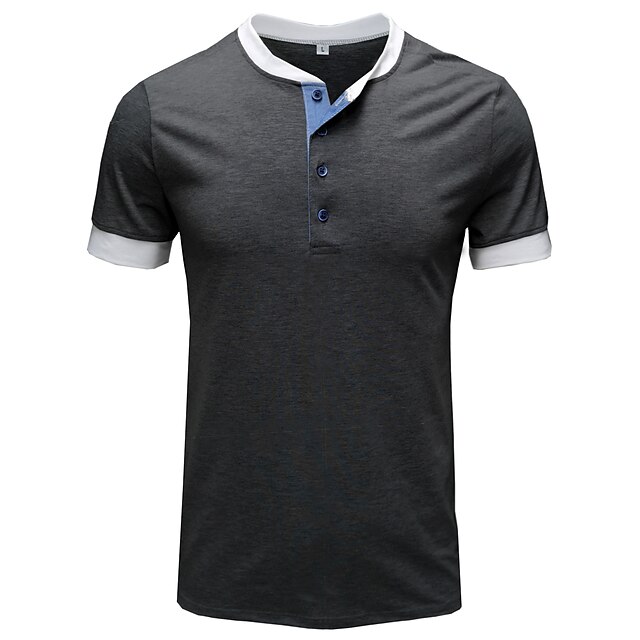 

Men's T shirt Solid Color Round Neck Daily Color Block Patchwork Short Sleeve Tops Basic Color Block Green Blue Black