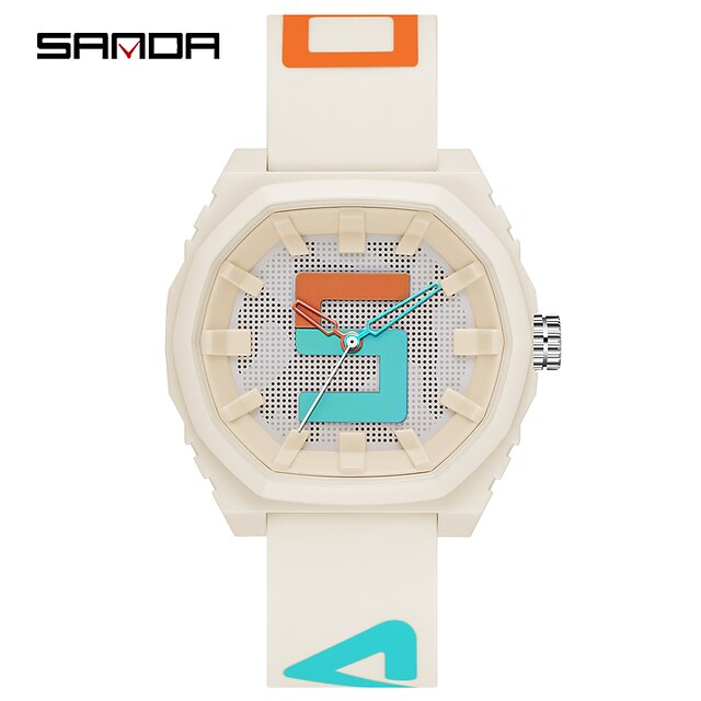 

SANDA Quartz Watch for Men Analog Quartz Stylish Stylish Casual Waterproof Plastic Silicone Fashion