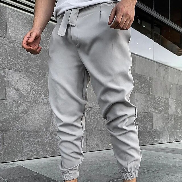 

Men's Stylish Casual / Sporty Harem Chinos Tapered pants Pocket Ankle-Length Pants Casual Daily Micro-elastic Solid Color Breathable Outdoor Mid Waist Grey Khaki M L XL XXL 3XL