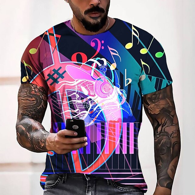 

Men's Tee T shirt 3D Print Graphic Round Neck Casual Daily 3D Print Short Sleeve Tops Fashion Designer Cool Comfortable Red