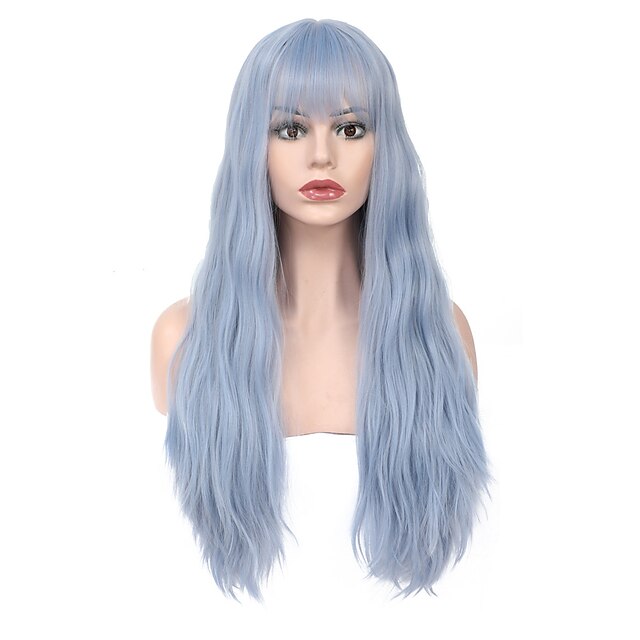 Beauty & Hair Wigs & Hair Pieces | Blonde Wigs with Bangs Synthetic Wigs with Bangs Wavy Wig Strawberry Blonde Color Natural Wav