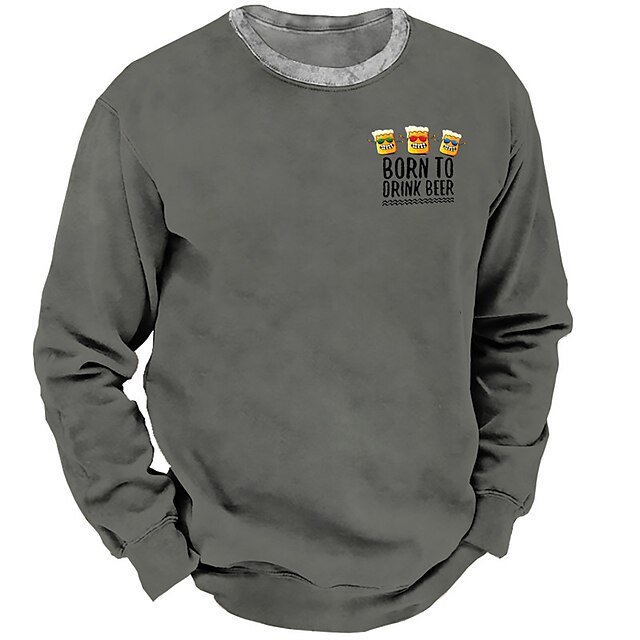 

Men's Unisex Sweatshirt Pullover Graphic Prints Beer Print Daily Sports 3D Print Casual Vintage Hoodies Sweatshirts Gray