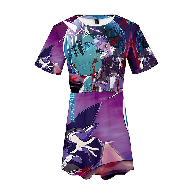 

Inspired by Re:Zero Starting Life in Another World Rem Emilia Dress Cartoon 100% Polyester Anime Harajuku Graphic Kawaii Dress For Women's