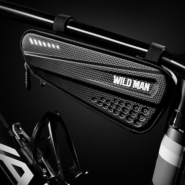 

WILD MAN 1.2 L Bike Frame Bag Top Tube Reflective Waterproof Portable Bike Bag PU Leather EVA Bicycle Bag Cycle Bag Cycling Outdoor Exercise