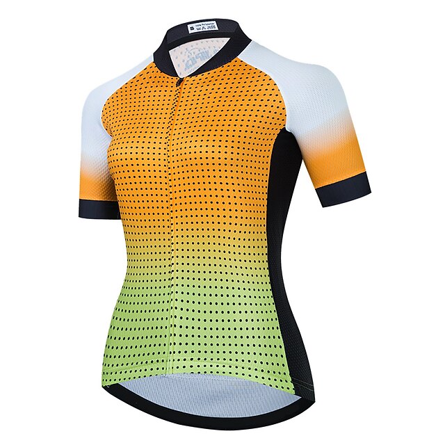 

21Grams Women's Short Sleeve Cycling Jersey Summer Spandex Yellow Polka Dot Bike Top Mountain Bike MTB Road Bike Cycling Quick Dry Moisture Wicking Sports Clothing Apparel / Stretchy / Athleisure