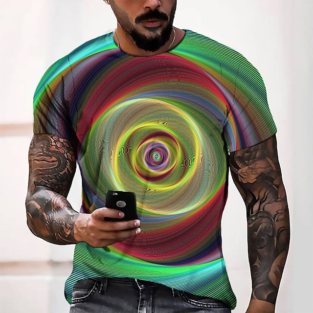 

Men's Tee T shirt 3D Print Graphic Round Neck Casual Daily 3D Print Short Sleeve Tops Fashion Designer Cool Comfortable Green