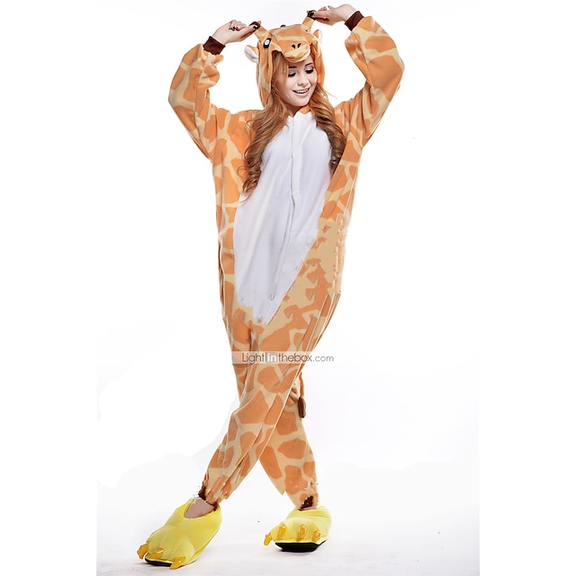  Per adulto Pigiama Kigurumi Fantasia animale Giraffa Pigiama a pagliaccetto Pile Arancione Cosplay Per Uomini e donne Pigiama a fantasia animaletto cartone animato Feste / vacanze costumi