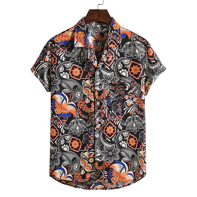 

Men's Shirt 3D Print Graphic Prints Classic Collar Casual Daily Print Short Sleeve Tops Casual Fashion Hawaiian Rainbow