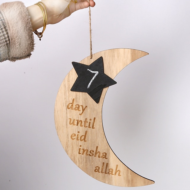 Home & Garden Home Decor | Wooden calendar listing Eid al Fitr countdown blackboard listing home decoration wooden craft gifts -