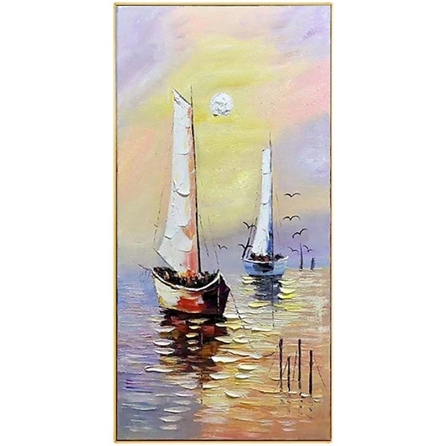 Home & Garden Wall Art | Oil Painting Handmade Hand Painted Wall Art Modern Abstract Two Sailboat Seascape Home Decoration Decor