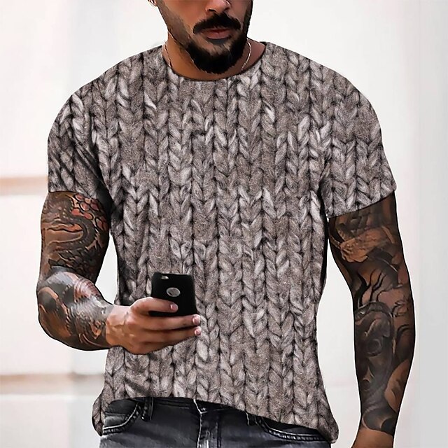 

Men's Tee T shirt 3D Print Graphic Round Neck Casual Daily 3D Print Short Sleeve Tops Fashion Designer Cool Comfortable Gray