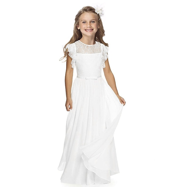  Παιδιά Κοριτσίστικα Φόρεμα για πάρτυ Συμπαγές Χρώμα Κοντομάνικο Επίδοση Γάμου Πηγαίος Μοντέρνα Πριγκίπισσα Βαμβάκι Ως το Γόνατο Φόρεμα για πάρτυ Καλοκαιρινό φόρεμα Φόρεμα για κορίτσια λουλουδιών