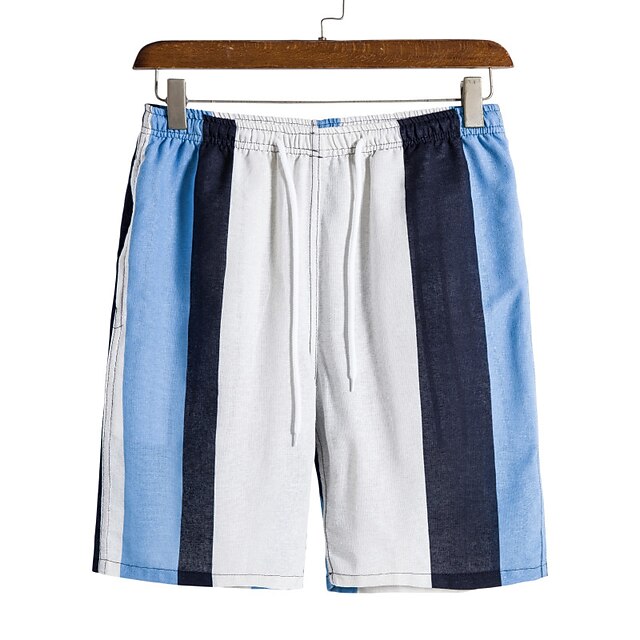 

Men's Casual Fashion Shorts Beach Shorts 3D Print Elastic Drawstring Design Short Pants Party Daily Stripe Graphic Prints Comfort Breathable Mid Waist Black / White Blue White Gray Orange M L XL XXL