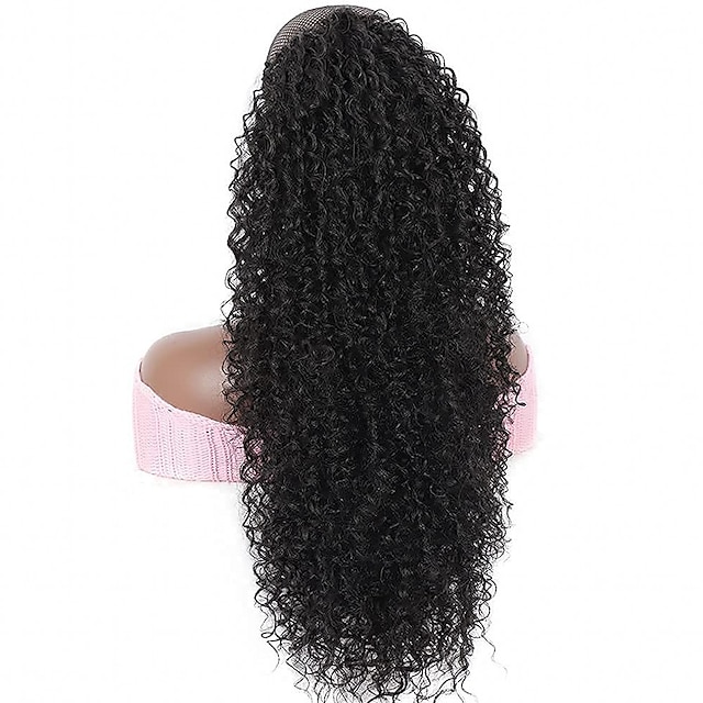  Curly Human Hair Drawstring Ponytail Extension for Black Women 8A Brazilian Kinky Curly Clip in Ponytail Extension Human Hair Pieces Natural Color 20 Inch