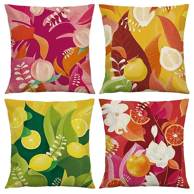 

Passion Fruit Double Side Cushion Cover 4PC Soft Decorative Square Throw Pillow Cover Cushion Case Pillowcase for Bedroom Livingroom Superior Quality Machine Washable Indoor Cushion for Sofa Couch Bed Chair