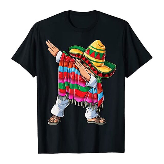 Toys & Hobbies Cosplay & Costumes | Inspired by Cinco de Mayo Fiesta Dabbing Mexican Poncho T-shirt Gym Top 100% Polyester Patte