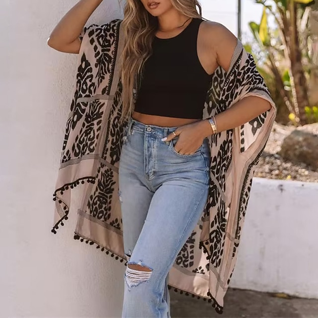 

Women's Plus Size Trench Coat Print Graphic Causal Vacation Short Sleeve V Neck Long Fall Spring Blue Black L XL XXL 3XL