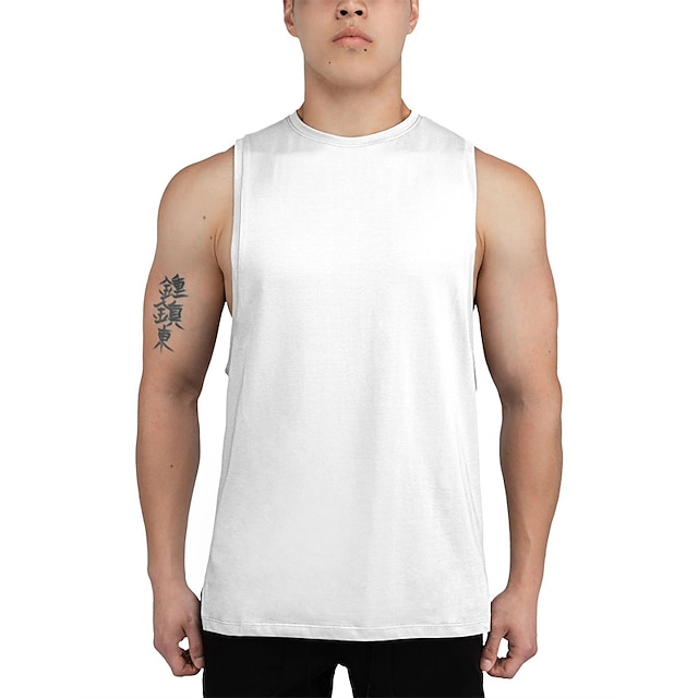 

Men's Tank Top Vest Undershirt Solid Color Crew Neck Street Casual Sleeveless Tops Casual Fashion Classic Comfortable White Black Wine / Summer