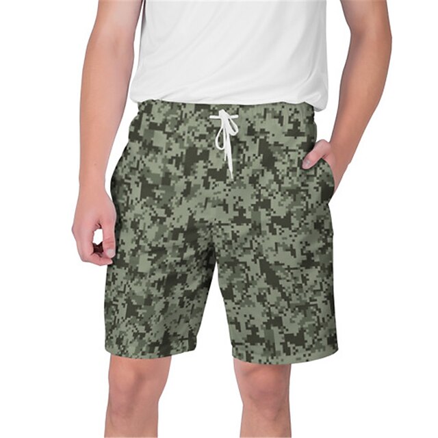 

Men's Streetwear Hawaiian Shorts Beach Shorts 3D Print Elastic Drawstring Design Short Pants Casual Daily Graphic Camouflage Breathable Soft Mid Waist ArmyGreen Green Red Camouflage Green S M L XL XXL