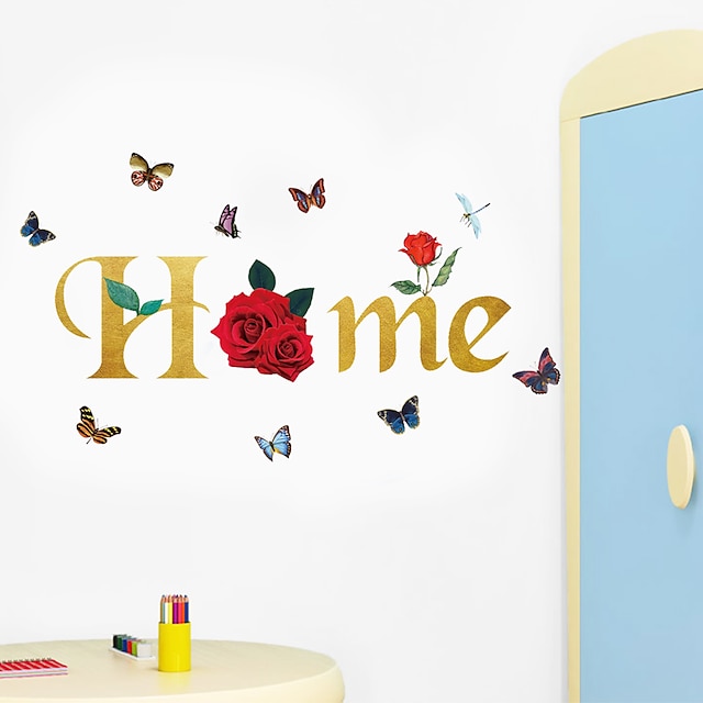 Home & Garden Home Decor | Love Home Butterfly Rose Chrysanthemums Remove Decorative Background From Childrens Room Kindergarten