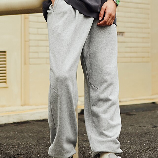 

Men's Fashion Casual / Sporty Chinos Track Pants Drawstring Pocket Elastic Waist Ankle-Length Pants Casual Daily Micro-elastic Solid Color Cotton Blend Breathable Outdoor Mid Waist Grey Royal Blue S